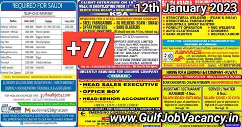 Gulf Job Vacancy Newspaper 12 January 2023