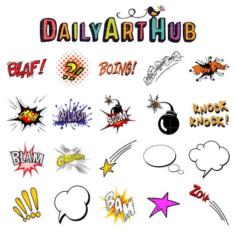 Comic Book Clip Art Set – Daily Art Hub – Free Clip Art Everyday