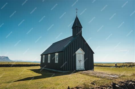 Premium Photo Budakirkja Is The Famous Black Church In Summer At Iceland