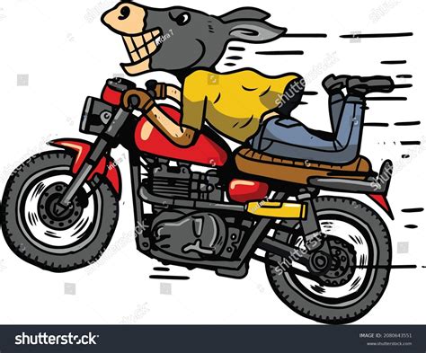 Donkey Riding Motorcycle Clip Art Vector Stock Vector Royalty Free