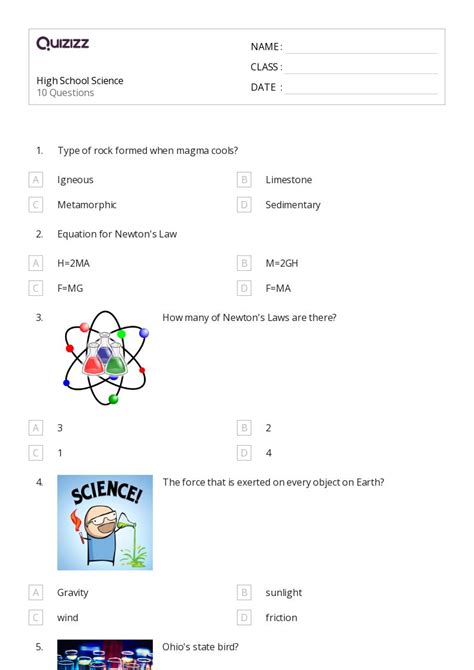 50+ High School Science worksheets for 9th Grade on Quizizz | Free ...