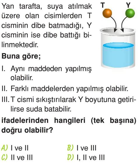 Maddeyi Niteleyen Zellikler Test Z S N F Fen Bilimleri Testleri