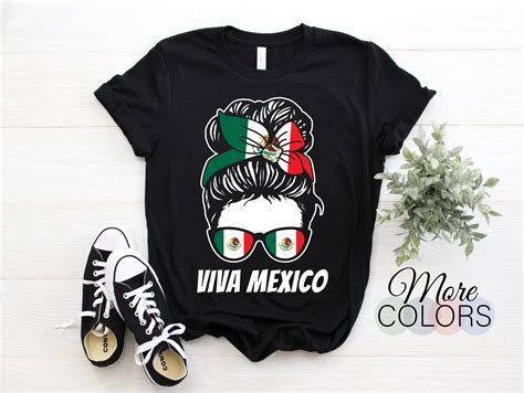 Viva Mexico Messy Bun With Bandana And Glasses Mexican Flag Etsy