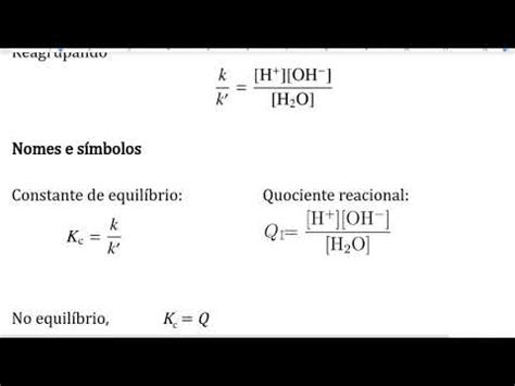 A condutividade elétrica da água e o equilíbrio de auto ionização YouTube