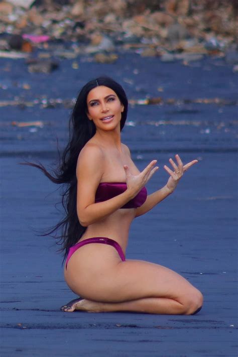 Kim Kardashian Poses In A Purple Thong Bikini For Sexy Photoshoot On Bali Beach The Sun