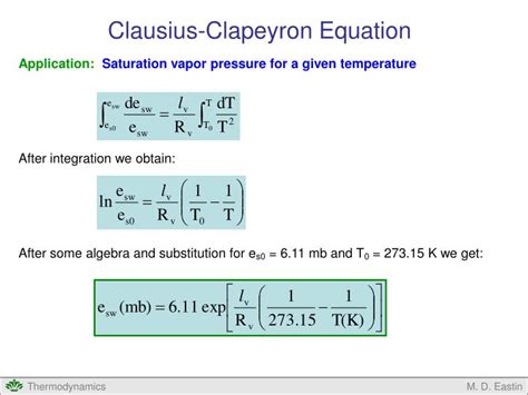 Ppt Clausius Clapeyron Equation Powerpoint Presentation Id