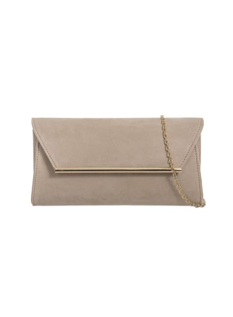 W Nude Suede Clutch Bag Dressy Dresses