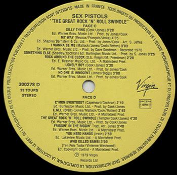 God Save The Sex Pistols The Great Rock N Roll Swindle Double LP Virgin Records France