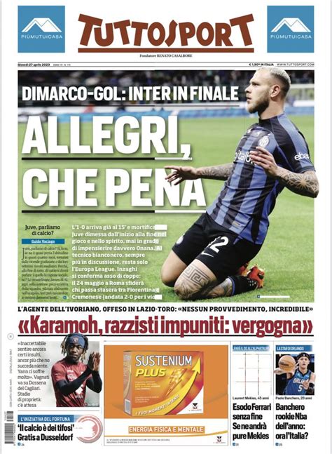 Prima Pagina Tuttosport Allegri Che Pena Pianeta Milan