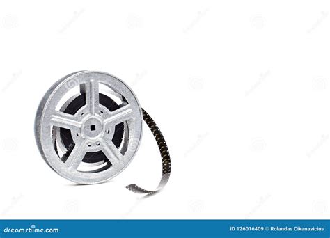 Movie Film Reel on White Background Stock Image - Image of motion ...