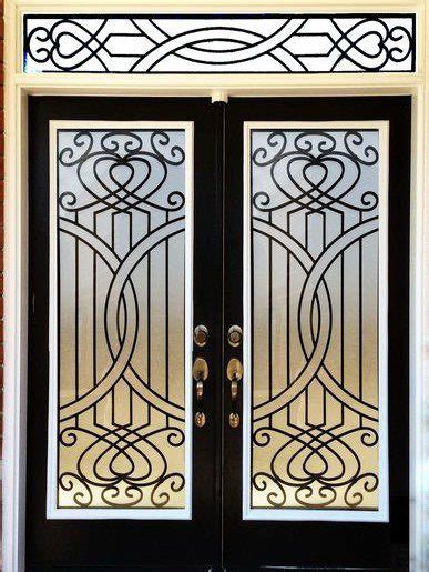 Cascade Wrought Iron Door Insert Northern Light Glass