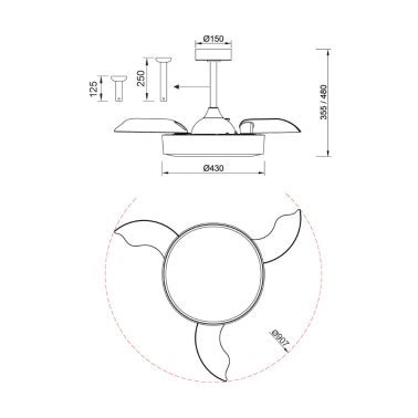 MANTRA ALASKA Mini Plafón Ventilador Blanco Madera