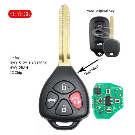 Keyecu Upgraded Remote Key Mhz C Chip Button Fob For Toyota