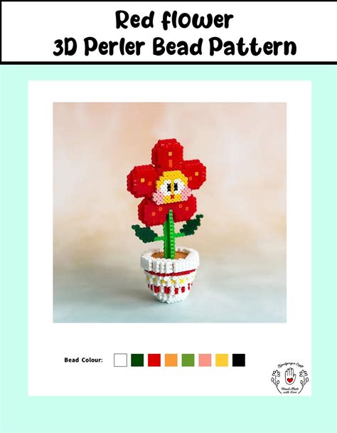 Three Flower Plants 3d Perler Bead Patterns Tutotial Instant Etsy