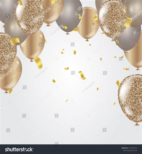 Gold Balloons Confetti Streamers On White Stock Vector (Royalty Free) 1021597513 | Shutterstock