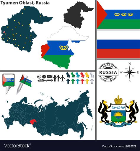 map  oblast  tyumen royalty  vector image
