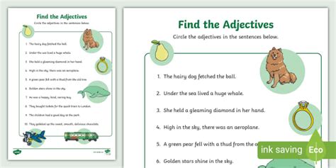 Find The Adjectives Activity Hecho Por Educadores Twinkl