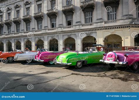 Cuban Colorful Vintage Cars In Front Of National Museum Of Fine Arts ...