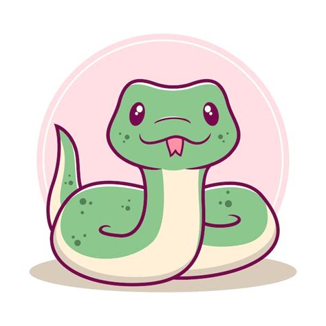 Linda Ilustraci N De Vector De Dibujos Animados De Serpiente Verde