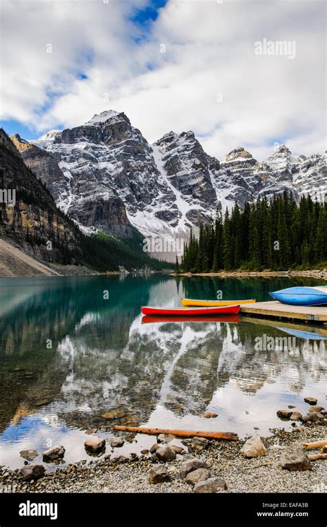 Scenic Mountain Landscape Of Moraine Lake And The Valley Of Ten Peaks