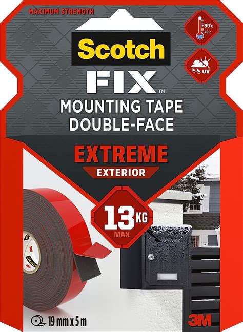 Scotch Fix Double Sided Extreme Exterior Mounting Tape 1 Roll 19mm X