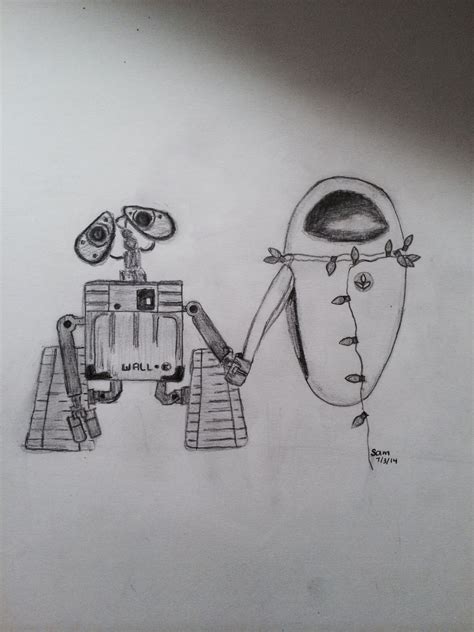 My Drawing Of Wall E Love Disney Sketch Eve Freehand Drawing In