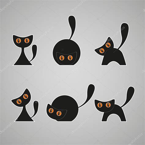 Set Of Black Cats Stock Vector By ©shabanovsergey 64470011