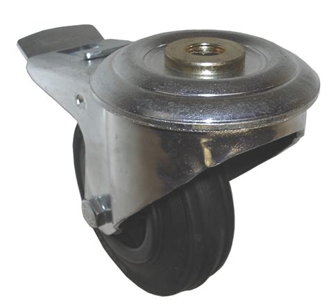 Swivel And Brake Castor Single Bolt Hole Fitting 125mm 100kg