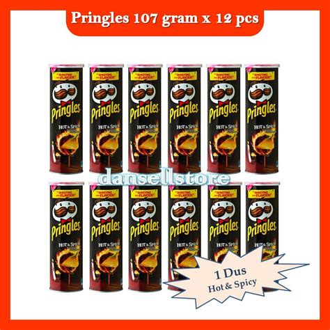 Jual Pringles Hot Spicy 107g 1 Carton 12 Pcs Potato Crisps Chips 107gr Keripik Kentang Pedas