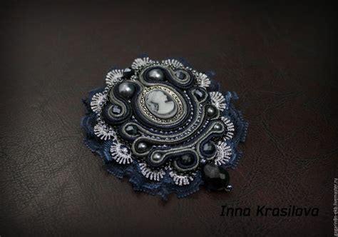 Купить Винтажная брошь с камеей - черный, белый цвет, белый жемчуг ...