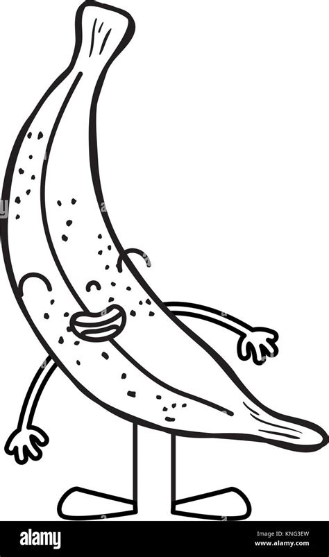 Line Kawaii Banana Smile Fruit With Arms And Legs Stock Vector Image