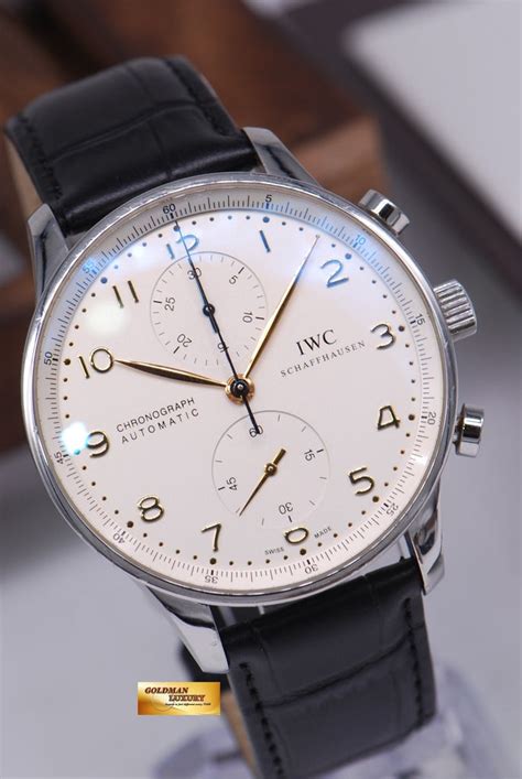 [SOLD] IWC PORTUGUESE CHRONOGRAPH 3714 SS AUTOMATIC WHITE – Goldman Luxury