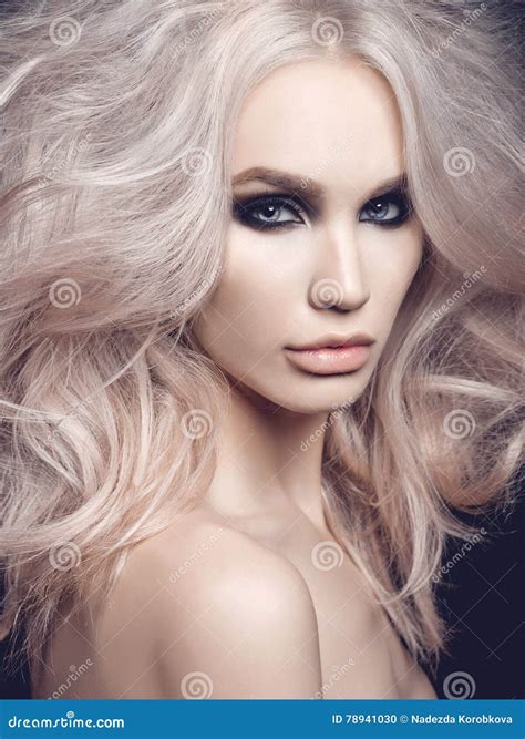 Beautiful Blonde Woman With Smoky Eyes Makeup Stock Photo Image Of Bright Eyes 78941030