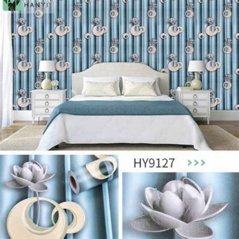 Jual Wallpaper Dinding Sticker Dinding Motif Polkadot Bunga Lotus Mewah