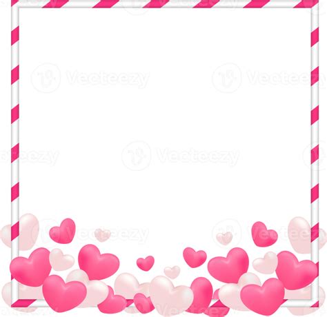 Free Valentinsherzen mit quadratischem rosa weißem Rahmen 15276356 PNG