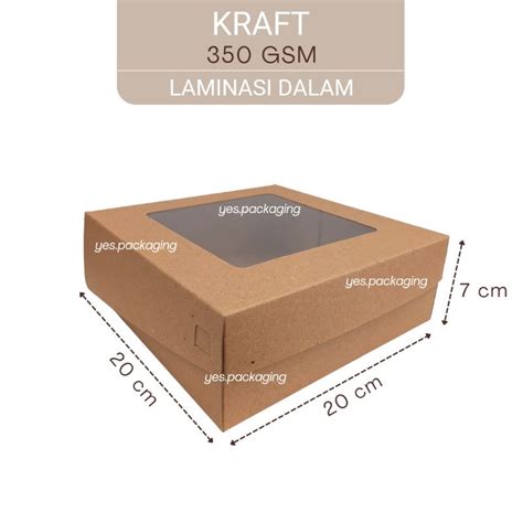 Jual 20x20x7cm KRAFT LAMINASI JENDELA Box Dus Kotak Kemasan Cake