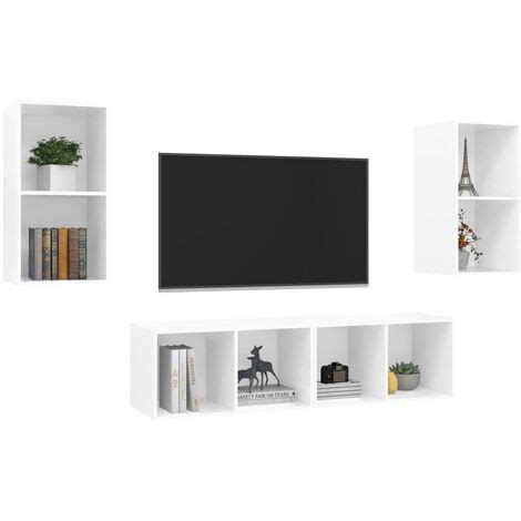 FIMEI Meubles TV muraux 4 pcs Blanc brillant Aggloméré