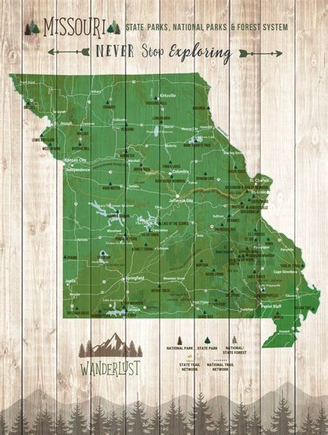 Missouri Decor, Missouri Map Gifts, State Art, State Parks of Missouri ...