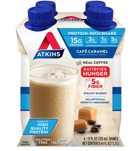 Atkins Gluten Free Protein-Rich Shake, Café Caramel, Keto Friendly, 4 ...