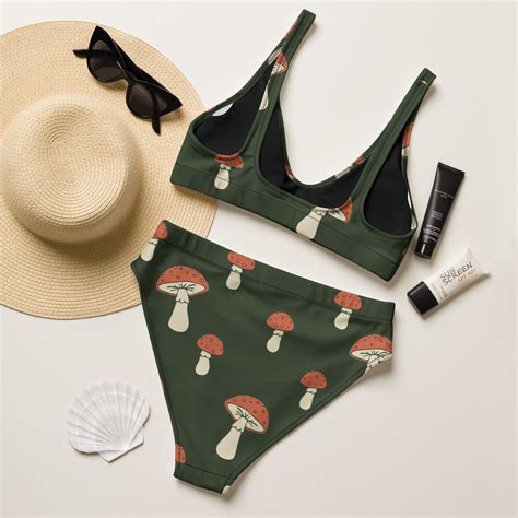 Mushroom Bikini Set Cottagecore Swimsuit Recycled Etsy