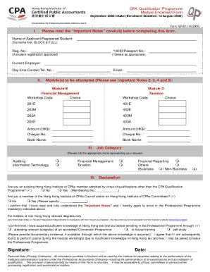 Fillable Online Cpa Qualification Programme Module Enrolment Form Fax