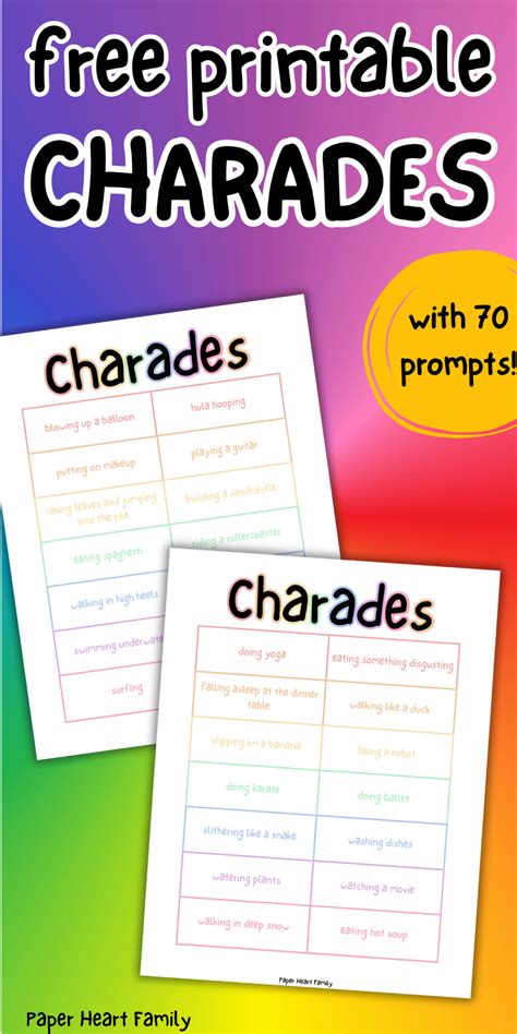 Free Printable Charades Game That's Perfect For Kids Of All Ages