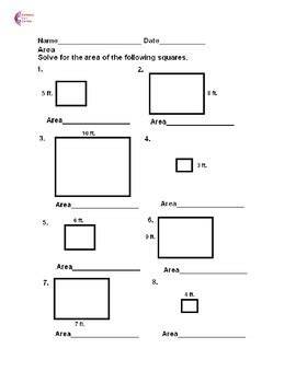 Area Of Squares And Rectangles Worksheet