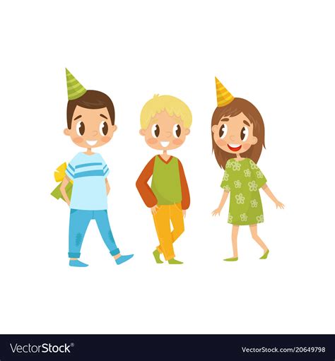 Company of kids at birthday party cartoon Vector Image