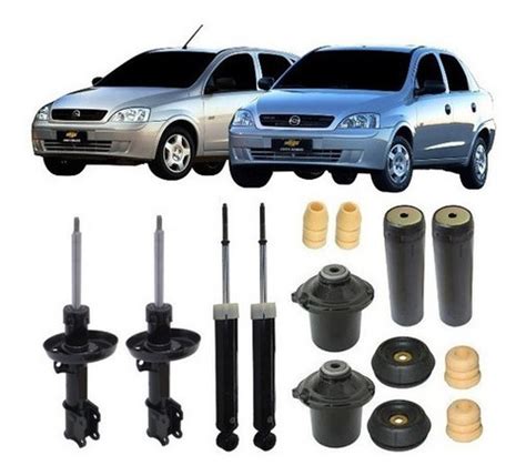 4 Amortecedores Kit Batente Corsa Hatch Sedan Frente Montana