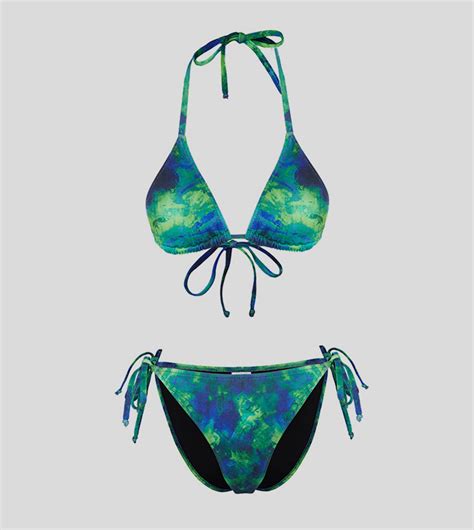 Buy Trendyol Abstract Patterned Halterneck Bikini Set In Green Thstreet Qatar