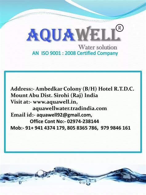 PPT - AQUA WELL PowerPoint Presentation, free download - ID:1895999
