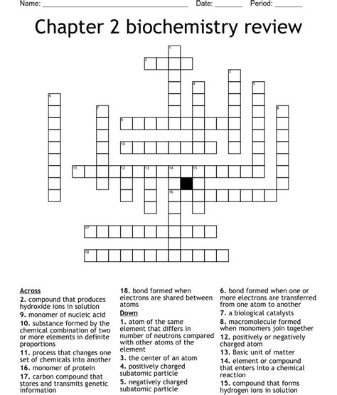 Chapter Biochemistry Review Crossword Wordmint