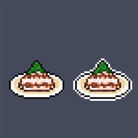 Awug En Un Plato En Estilo Pixel Art Vector Premium