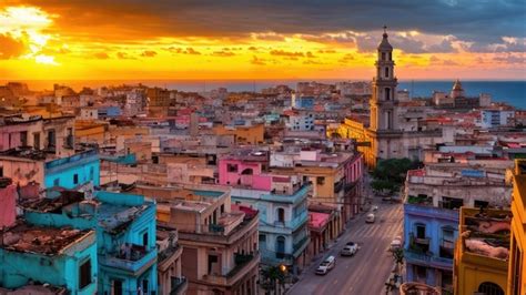 Premium AI Image | A sunset view of havana, cuba